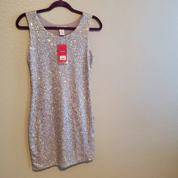 Candie's Dresses | Holographic Sequin Dress - M | Color: Silver | Size: M | C_Figari's Closet Candie's Dresses | Holographic Sequin Dress - M | Color: Silver | Size: M | C_Figari's Closet